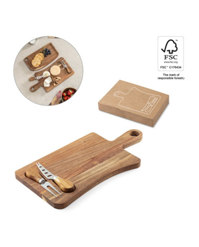 CASSIA. Plateau à fromage en bois d'acacia avec poignée