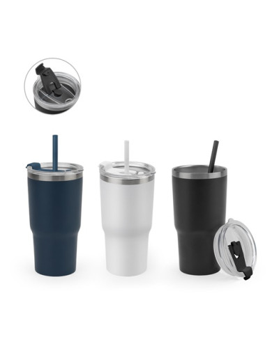 JOYNER M. Gobelet de voyage compact en acier inoxydable (91% recyclé) avec double paroi isolée sous vide et finition mate 600 mL