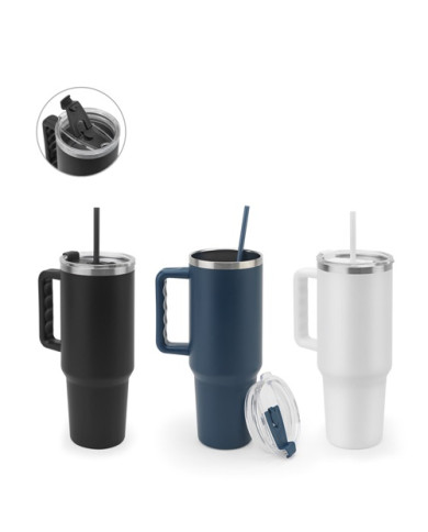 JOYNER XL. Grand gobelet de voyage en acier inoxydable (91% recyclé) avec double paroi isolée sous vide et finition mate 1300 mL