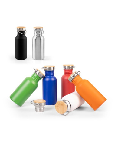 EWING recycled steel bottle with bamboo lid | 2M Numérique
