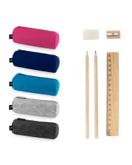 NOMAD. Trousse multi-usages en feutre recyclé (100% rPET) avec règle, crayons, gomme et taille-crayon