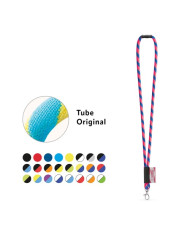 WISBECH. SET Lanyard TUBE Long (Ø 7 mm) avec mousqueton à porte de 9 mm et fermoir de sécurité Ø 7 mm