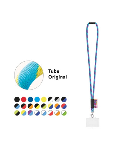 WATFORD. SET Lanyard TUBE Long (Ø 7 mm) avec mousqueton à déclenchement de 9 mm, fermoir de sécurité Ø 7 mm et