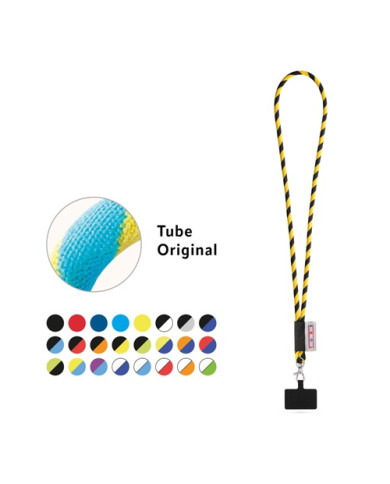 GOSPORT. SET Lanyard TUBE Long (Ø 7 mm) avec mousqueton à déclenchement de 9 mm et support pour téléphone portable