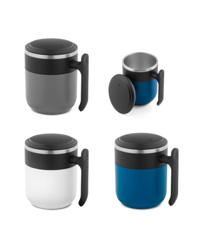 MALDINI. Mug de voyage avec paroi intérieure en acier inoxydable et finition mate, 400 mL