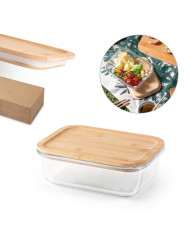 PORTOBELLO. Lunch Box. Boîte hermétique en verre borosilicaté et couvercle en bambou 1000 mL