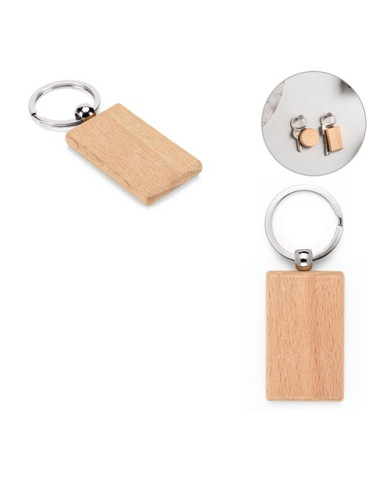 STEWIE. Porte-clés rectangulaire en bois de hêtre