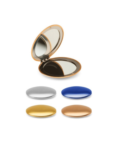 KAYLA. Miroir rond double face en aluminium avec fermeture magnétique