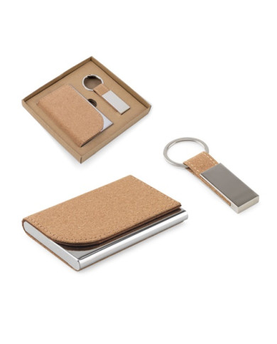 GOSLING. Set composé d'un porte-cartes et d'un porte-clés, tous deux en métal et en liège