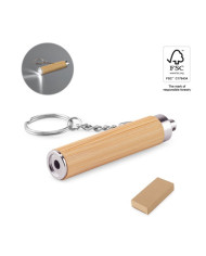 RACHEL. Porte-clés en bambou et ABS avec lampe torche LED