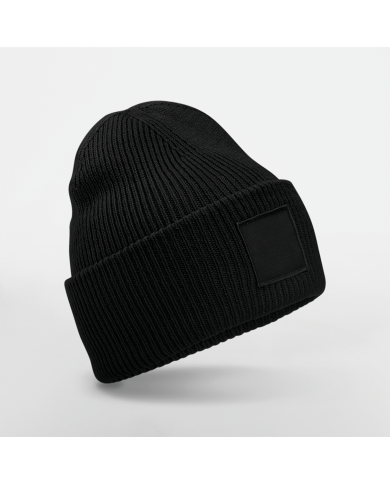 Bonnet à large revers avec patch ton sur ton