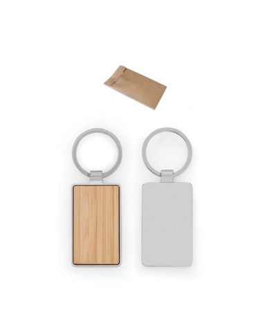 GASTON RECTANGULAR. Porte-clés rectangulaire en zinc et bambou