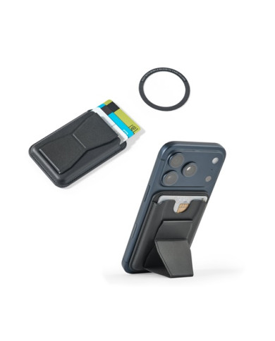 CONNOR. Porte-cartes magnétique en cuir PU, se fixe facilement à l'arrière de votre téléphone portable, avec blocage RFID