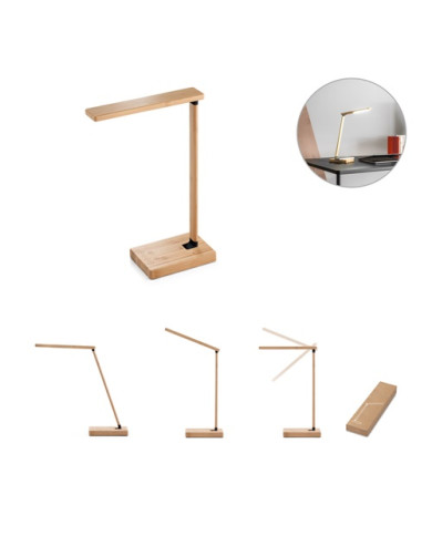 MOREY folding bamboo lamp with wireless charging | 2M Numérique