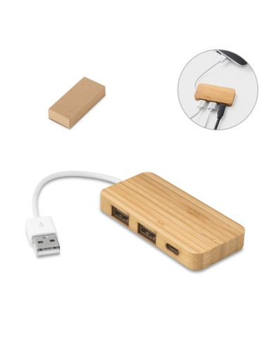 MOSER. HUB avec 2 ports USB-A et 1 USB-C en bambou