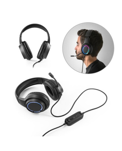 Thorne Headset RGB. Écouteurs gaming avec câble, microphone et lumières LED RVB en ABS