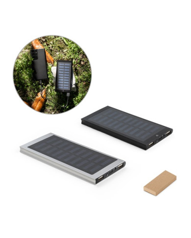CLERK. Batterie nomade de 8 000 mAh avec panneau solaire en aluminium 100 % recyclé