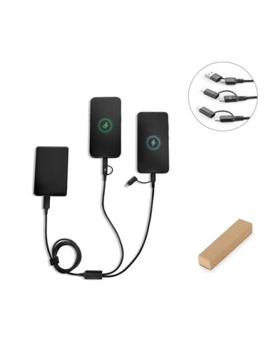 BERTOZZI. Câble USB ultra rapide 6 en 1 en aluminium recyclé (20 %) et PET recyclé (4 %)