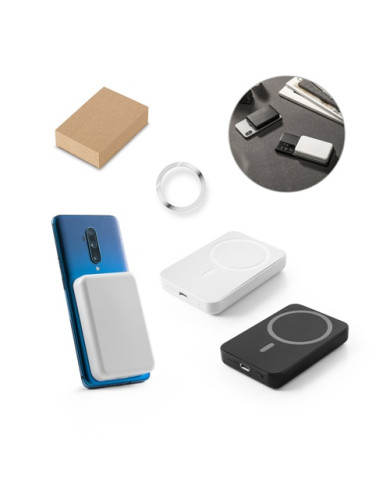 AMPERE 5. Batterie nomade magnétique de 5 000 mAh avec chargeur sans fil ultrarapide de 15 W en ABS recyclé (100 % rABS)