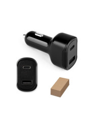 DIRAC. Adaptateur allume-cigare avec port USB-A 18W et USB-C 20W en ABS recyclé (100 % rABS)
