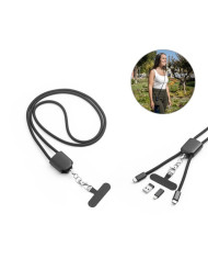 ZEWAIL. Lanière avec support pour smartphone inclus, câble USB-C et divers adaptateurs en ABS recyclé et TPE recyclé