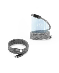 NADELLA. Câble USB-C vers USB-C avec gaine tressée en polyester (60 W) et système magnétique pour un enroulement facile