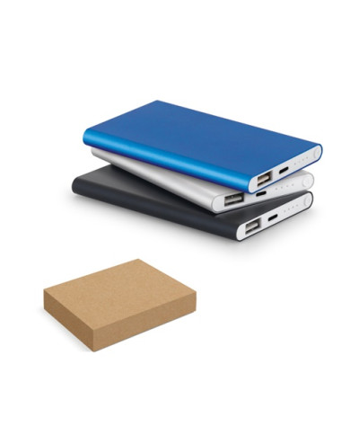MARCET. Power bank Slim de 4 000 mAh en ABS recyclé (70 % rABS) et aluminium recyclé (30 % rAL)