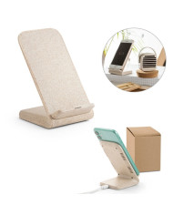 ENGLERT. Support pour smartphone avec chargeur sans fil rapide 10W en ABS recyclé (70 % rABS) et fibre de paille de blé