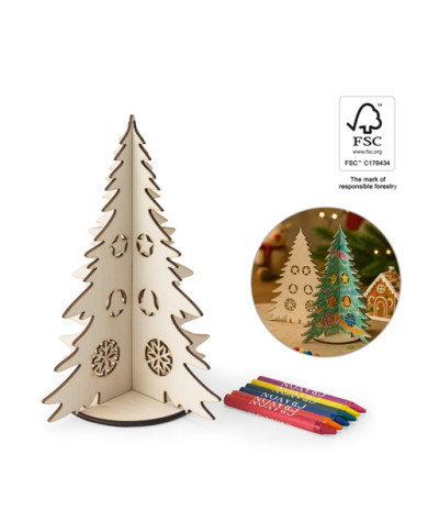 PINERY. Arbre de Noël en bois pliable à colorier