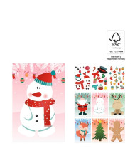 GLIMN. Set de six feuilles avec figurines de Noël et 3 feuilles d'autocollants