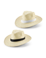 EDWARD POLI. Chapeau de paille naturelle avec bande en polyester
