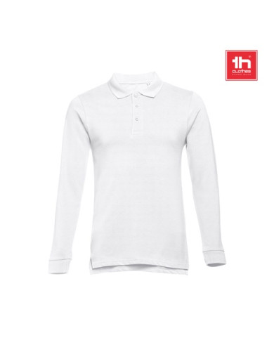 THC BERN WH. Polo en coton à manches longues pour hommes