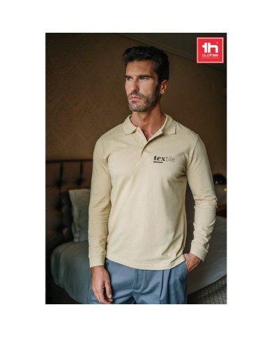 THC BERN. Polo à manches longues en coton cardé pour hommes