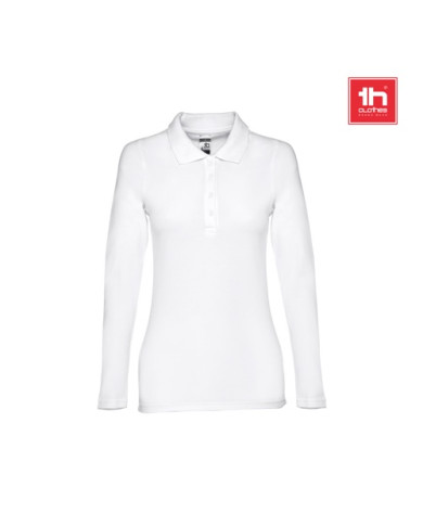 THC BERN WOMEN WH. Polo à manches longues pour femmes en coton cardé