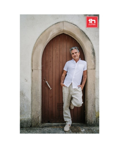 THC LONDON WH. Chemise oxford à manches courtes pour homme. Couleur blanche