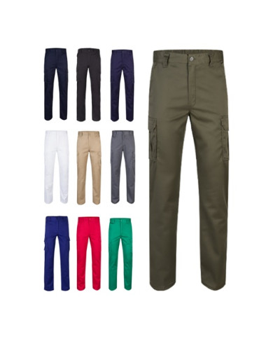 VL LUGH. Pantalon stretch, multipoches (240g/m²) en coton (46%), EME (38%) et polyester (16%)