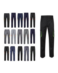 VL HYPNOS. Pantalon sergé, bicolore, multipoches (200g/m²), en coton (35%) et polyester (65%)