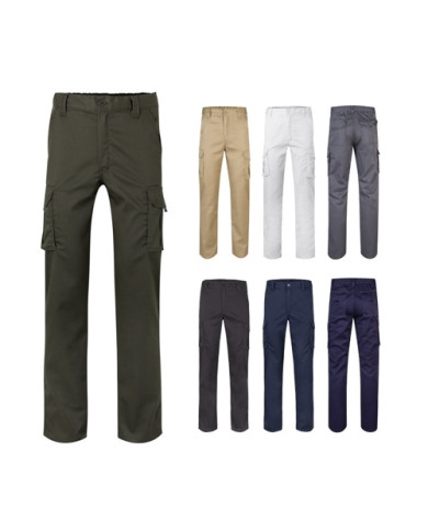 VL PAN. Pantalon stretch, multipoches (290g/m²), en coton (46%), EME (38%) et polyester (16%)