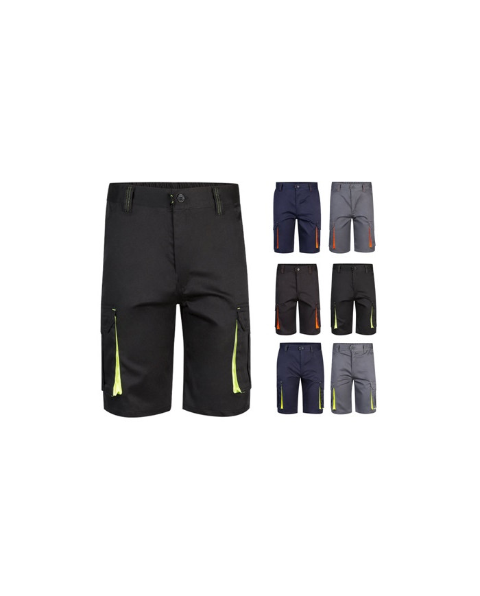 VL HEMERA. Bermuda stretch bicolore, multipoches (240g/m²), en coton (46%), EME (38%) et polyester (16%)