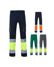 VL ZEUS LARGE. Pantalon stretch multipoches bicolore (240g/m²), en coton (46%), EME (38%) et polyester (16%)