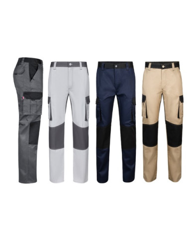 VL NJORD. Pantalon sergé, bicolore, multipoches (240 g/m²), en coton (35%) et polyester (65%)