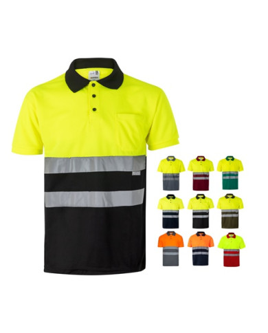 VL CUPID. Polo piqué bicolore (160g/m²) à manches courtes, en polyester (100%)