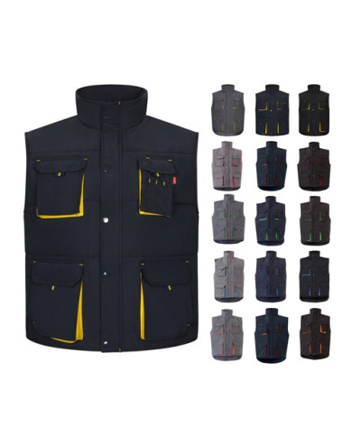 VL NERGAL. Gilet rembourré, bicolore, multipoches (120g/m²), en polyester (100%)