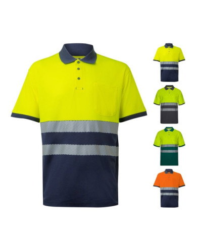 VL ACHELOUS. Polo piqué bicolore (150g/m²) à manches courtes, en coton (55%) et polyester (45%)
