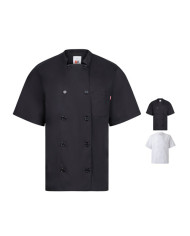 VL DURGA. Veste de cuisine à manches courtes en popeline (110g/m²), en coton (35%) et polyester (65%)