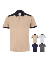 VL VELES. Polo piqué bicolore stretch (200g/m²), manches courtes, en polyester (96%) et élasthanne (4%)