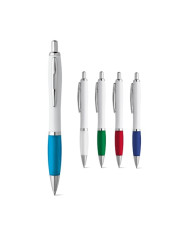 MOVE BK. Stylo à bille en ABS blanc avec clip en métal