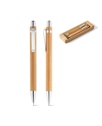 GREENY. Kit stylo bille et porte-mine en bambou