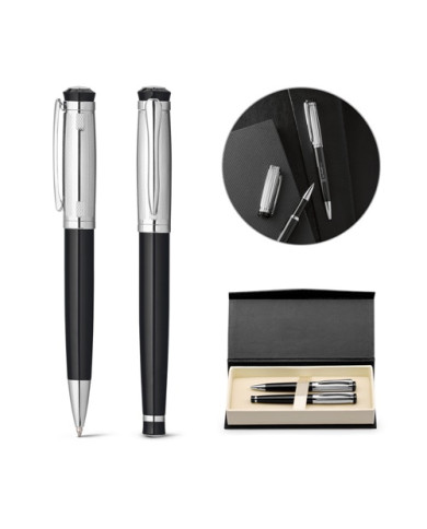 ORLANDO. Set de stylo et de roller en métal avec clip