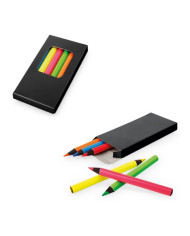 MEMLING. Boîte à crayons avec 6 crayons de couleur